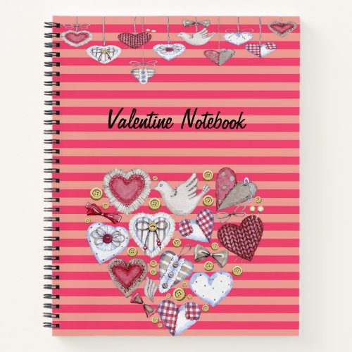 Valentine Design with Hearts in Heart Shape Notebook