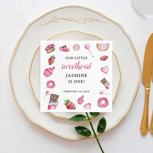 Valentine Desserts Little Sweetheart Birthday Cute Napkins (Creator Uploaded)