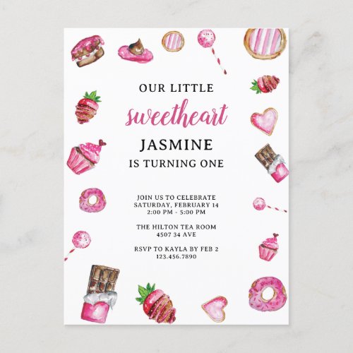 Valentine Desserts Little Sweetheart Birthday Cute Postcard