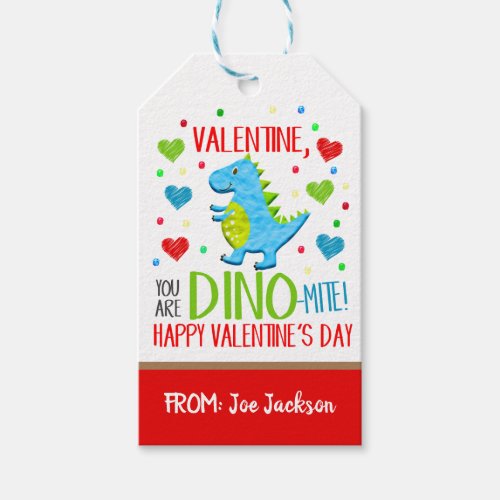 Valentine Dinosaur Gift Tag