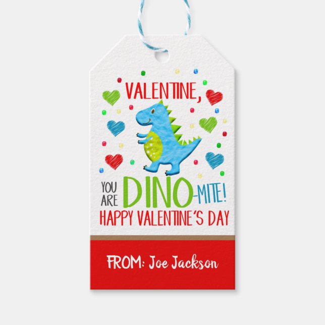 Valentine Dinosaur Gift Tag (Front)
