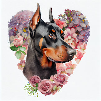 Valentine Doberman Pinscher Dog Throw Pillow