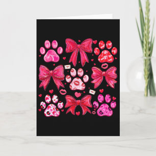 Valentine Dog Paw Pink Coquette Bow Pet Mom Girl W Card