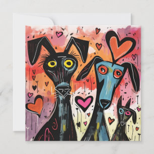 Valentine Dogs And Hearts Holiday Card
