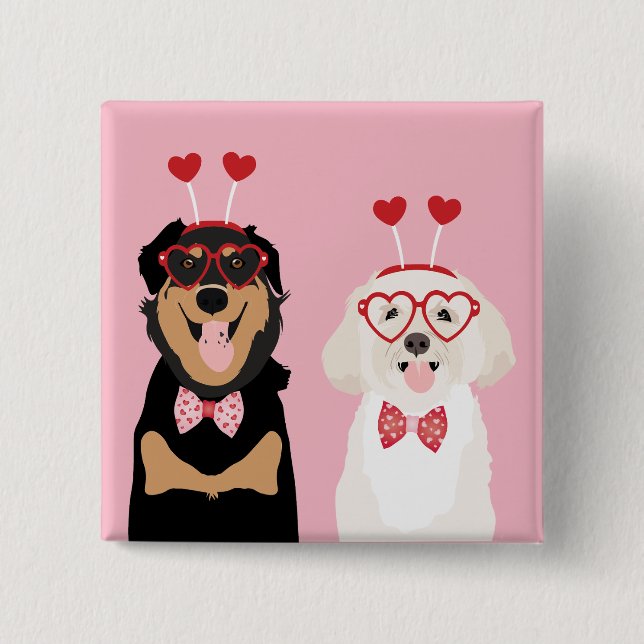 Valentine Dogs Rottweiler Maltipoo Puppy Button (Front)