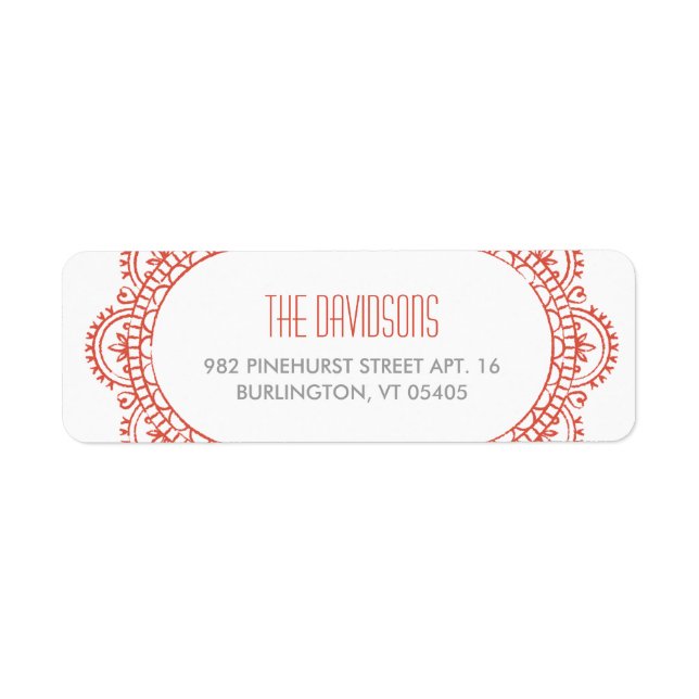 Valentine Doily Address Label - Red (Front)
