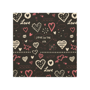 Valentine Doodle Heart Vintage Wood Wall Art