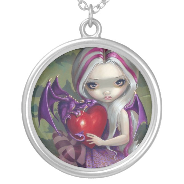Valentine Dragon NECKLACE fantasy fairy (Front)