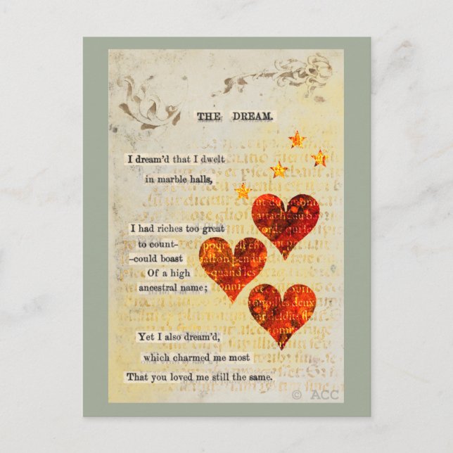 Valentine dream hearts holiday postcard (Front)