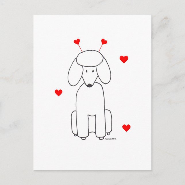 Valentine Ears Poodle Holiday Postcard (Front)