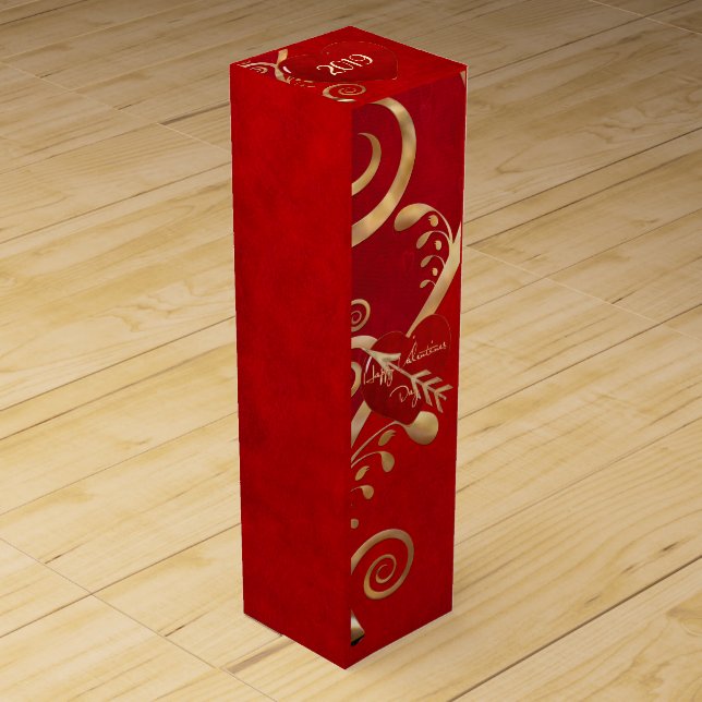 Valentine Elegance WINE CUSTOM YEAR KEEPSAKE Wine Box (Front)