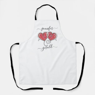 Valentine Elegant Interlocked Hearts Design Apron