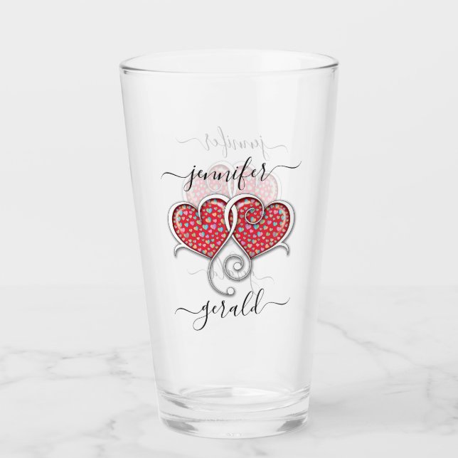 Valentine Elegant Interlocked Hearts Design Glass (Front)