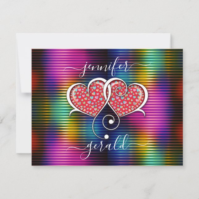 Valentine Elegant Interlocked Hearts Design Holiday Card (Front)