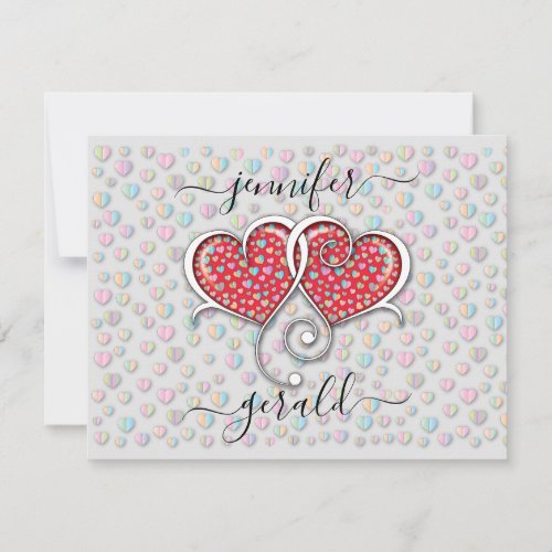 Valentine Elegant Interlocked Hearts Design Holiday Card