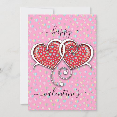 Valentine Elegant Interlocked Hearts Design Holiday Card