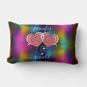 Valentine Elegant Interlocked Hearts Design Lumbar Pillow