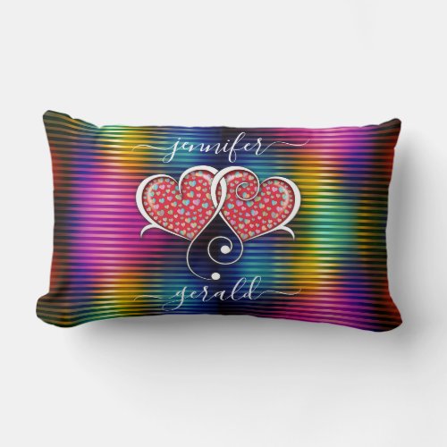 Valentine Elegant Interlocked Hearts Design Lumbar Pillow