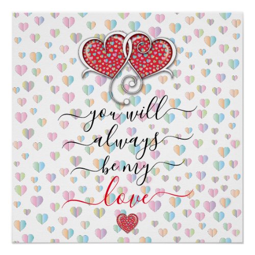 Valentine Elegant Interlocked Hearts Design Poster