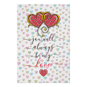 Valentine Elegant Interlocked Hearts Design Poster