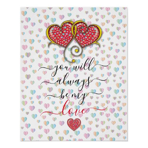 Valentine Elegant Interlocked Hearts Design Poster