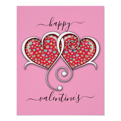 Valentine Elegant Interlocked Hearts Design Poster