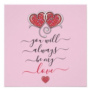 Valentine Elegant Interlocked Hearts Design Poster