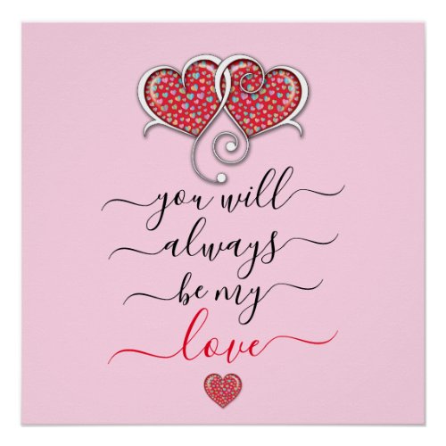 Valentine Elegant Interlocked Hearts Design Poster