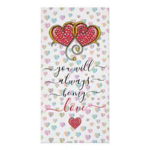 Valentine Elegant Interlocked Hearts Design Poster