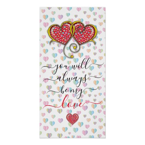 Valentine Elegant Interlocked Hearts Design Poster