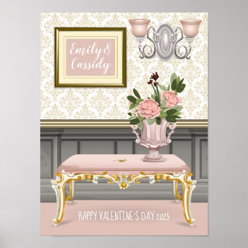 Valentine Elegant Pink Room Wedding Anniversary Poster