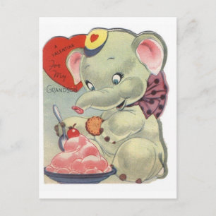 Valentine Elephant Holiday Postcard