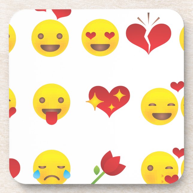 Valentine Emojis Beverage Coaster (Front)