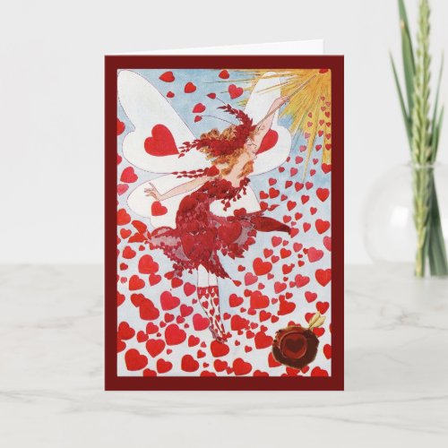 VALENTINE FAIRY WITH WANDRED WAX SEAL WITH HEART HOLIDAY CARD