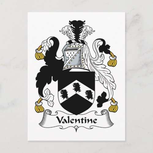 Valentine Family Crest Holiday Postcard