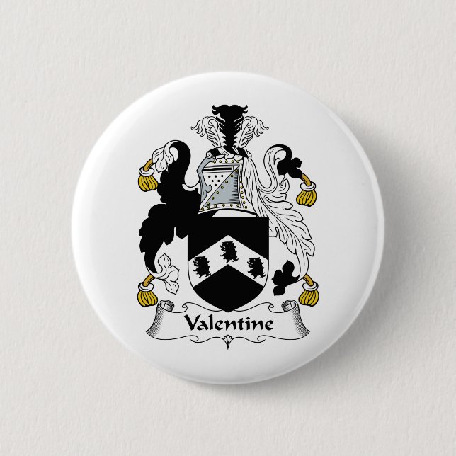 Valentine Family Crest Pinback Button (Front)