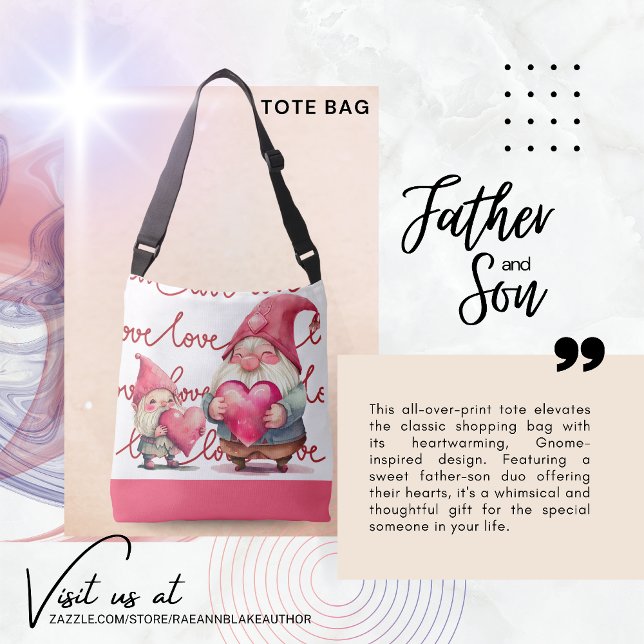 Valentine Father & Son Gnome Hearts Tote Bag (Creator Uploaded)