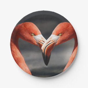 Valentine Flamingo Paper Plates