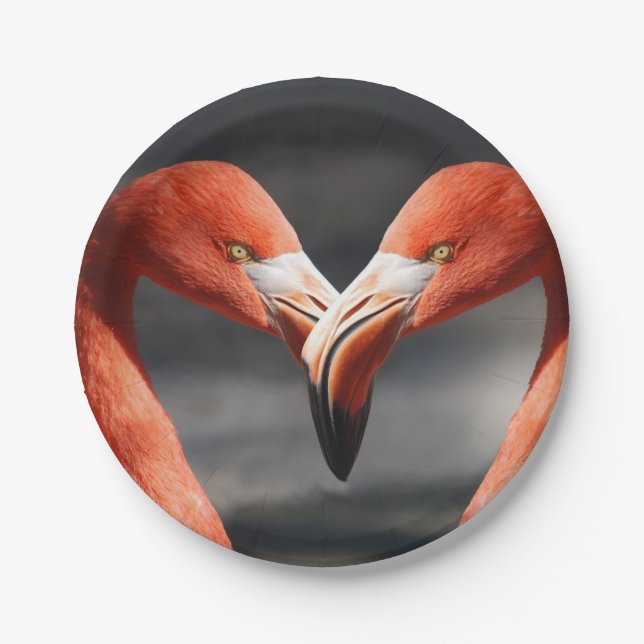 Valentine Flamingo Paper Plates (Front)