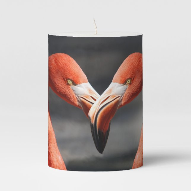 Valentine Flamingo Pillar Candle (Front)