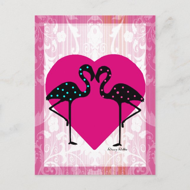 Valentine Flamingos Post Card (Front)