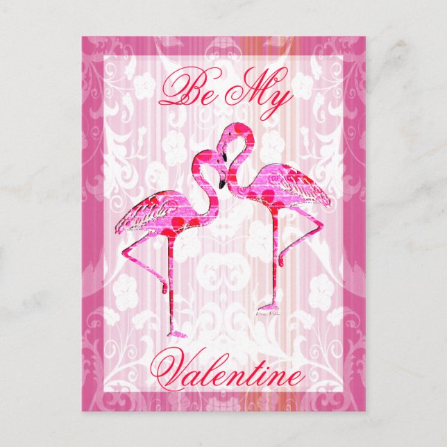 Valentine Flamingos Post Card (Front)