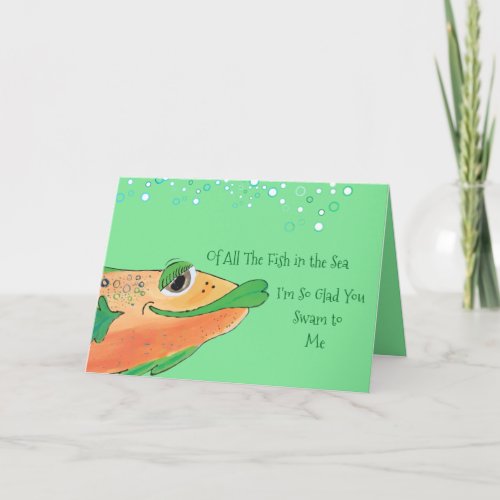 Valentine Flirty Fish Art Holiday Card