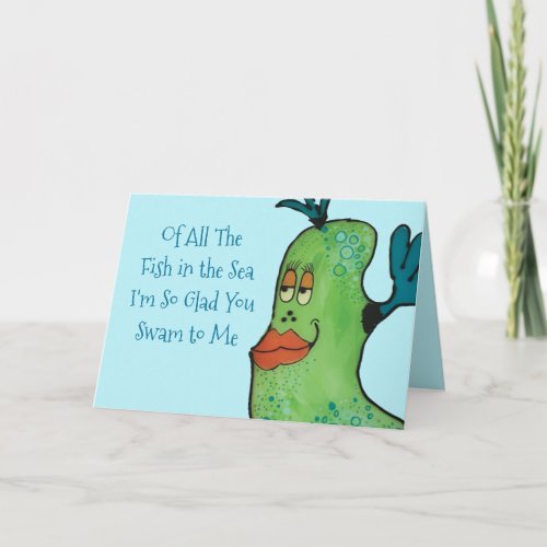 Valentine Flirty Fish Art Holiday Card
