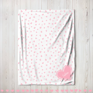 Valentine Floating Hearts pink Fleece Blanket
