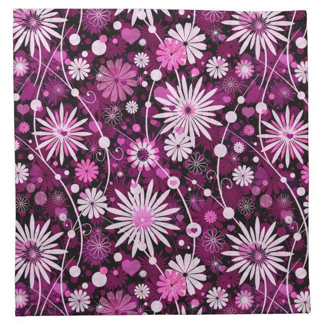 Valentine Floral Pattern Cloth Napkin (Front)