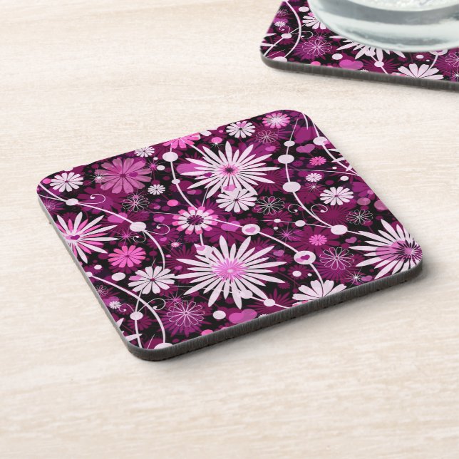 Valentine Floral Pattern Drink Coaster (Left Side)