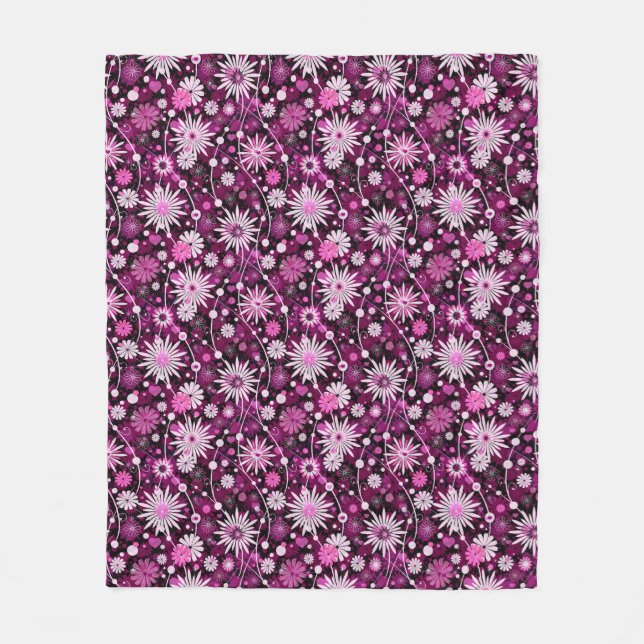 Valentine Floral Pattern Fleece Blanket (Front)