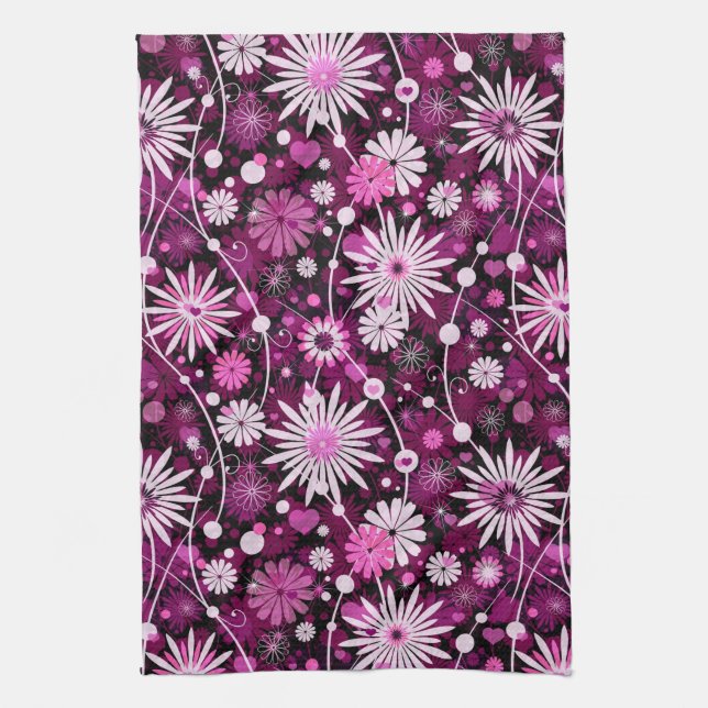 Valentine Floral Pattern Kitchen Towel (Vertical)