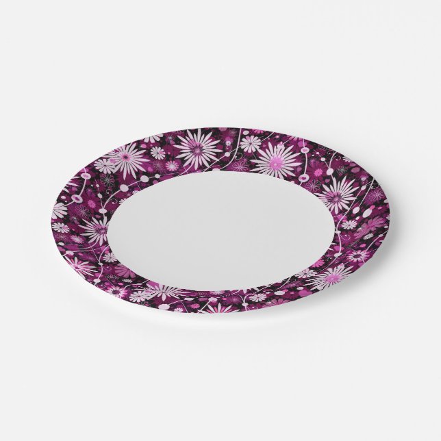 Valentine Floral Pattern Paper Plates (Angled)